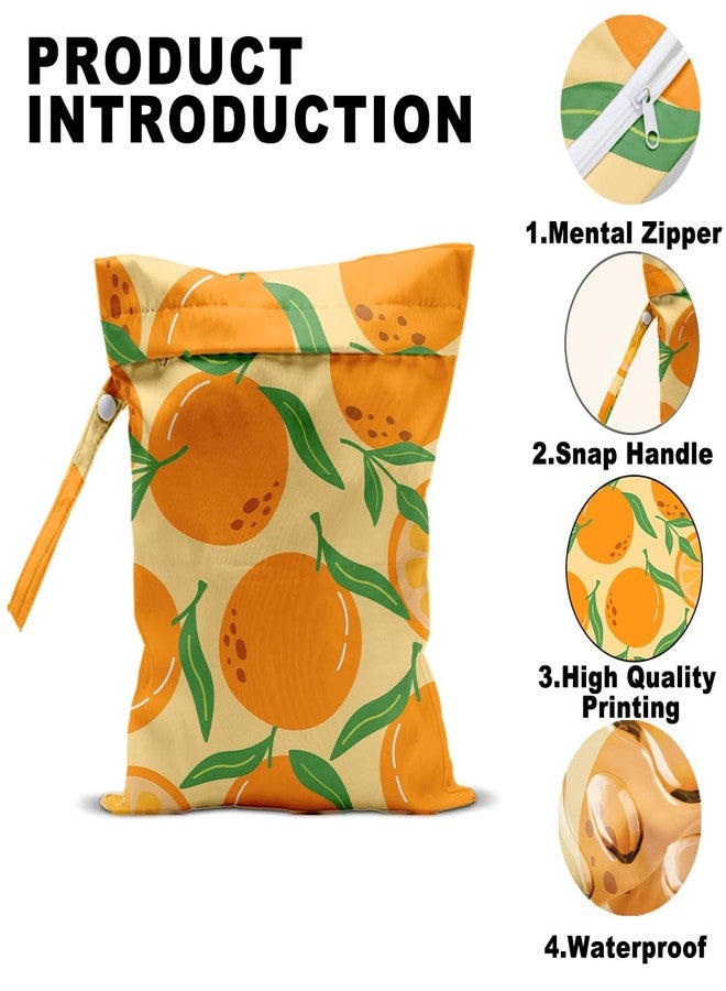 CQM 2Pcs Summer Fruits Wet Bags 12x10 Inch, Strawberry Orange Waterproof Travel Laundry Bags, Reusable Wet Dry Bag for Swimsuit Beach Diapers Dirty Yoga Gym Clothes, Travel Gifts for Women Friend - Image 3